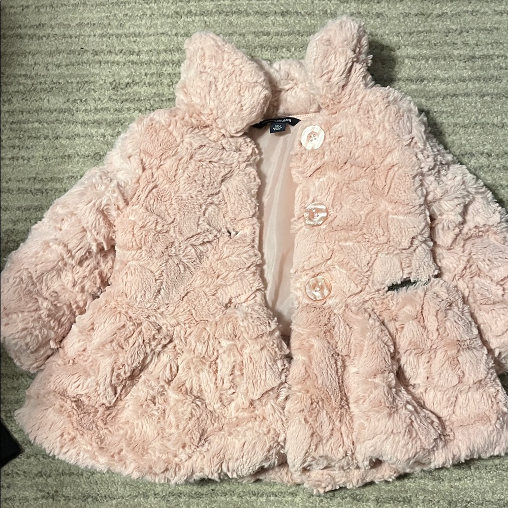 Calvin Klein Jeans Soft Pink Kids Faux Fur Coat